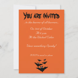 Coola söt Flies fladdermus Halloween-orange Inbjudningar