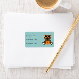 Coola söt Halloween-björnslass och pumpa Adressetikett