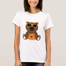 Coola söt Halloween-björnslass och pumpa T-shirt