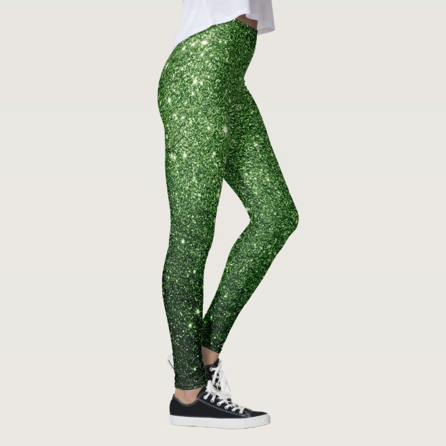 coola, söt irländsk grönt glitter mönster leggings (Höger)