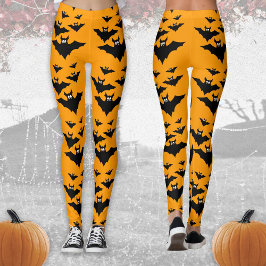 Coola söta Flygande fladdermöss Halloween Svart oc Leggings