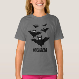 Coola söta Halloween-fladdermöss Ditt namn anpassa T Shirt