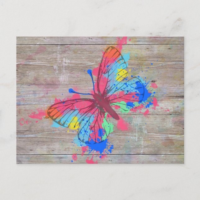 Coola, söta vattenfärger stänk vintage Butterfly Vykort (Framsida)