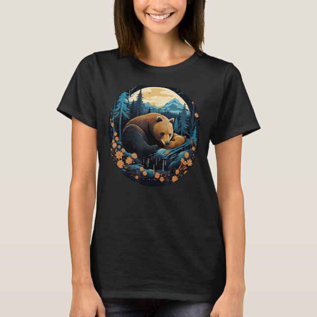 Coola sovande björn i vildmark för viloläge a t shirt (Framsida)