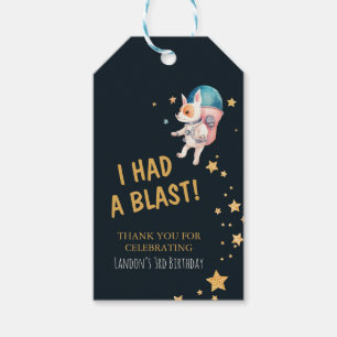 Coola Space Hundar Boys Blast off Birthday Presentetikett