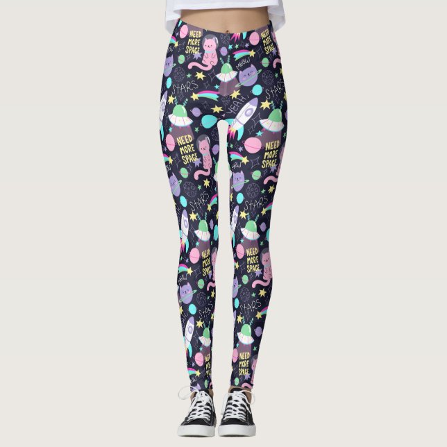 Coola Space-katter Leggings (Framsida)