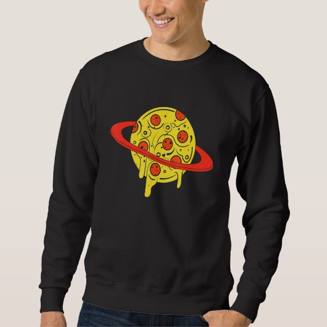 Coola Space Pizza I Kärlek Pizza Planet Graphic De Lång Ärmad Tröja (Framsida)