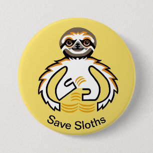 Coola Spara SLOTHS - Gult hos djur med fara Knapp