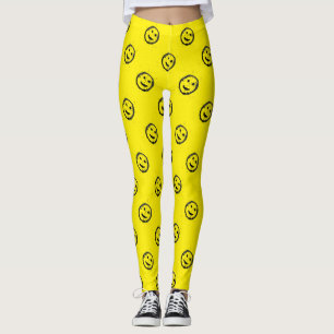 Coola Spillad Nedfläckad Lycklig ansikte mönster Leggings