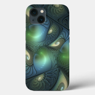 Coola Spiral Beige Grönt Turquise Fractal Art