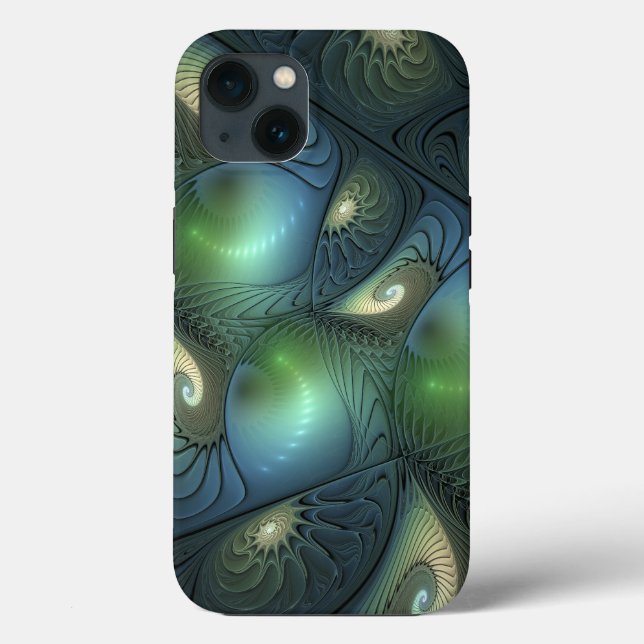 Coola Spiral Beige Grönt Turquise Fractal Art (Baksida)