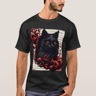 Coola Spooky Abstrakt Art Black Cat Demon T-Shirt