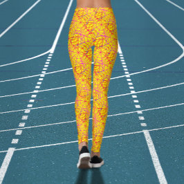 Coola Spooky Gult Orange Halloween Spindelnät Leggings