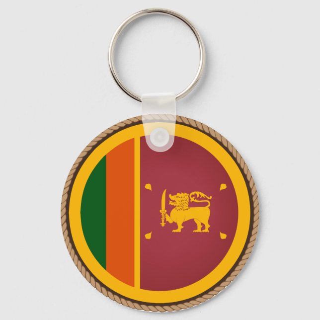 Coola Sri Lanka Flagga Seal Nyckelring (Framsida)