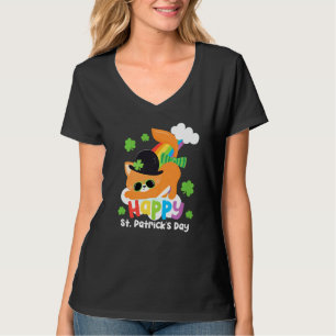 Coola St patricks day Cat Rainbow Lucky Shamrock C T Shirt