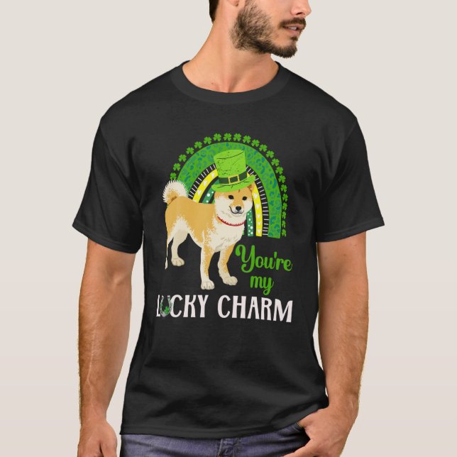 Coola St patricks day Shiba Inu Rainbow, Funny Cut T Shirt (Framsida)