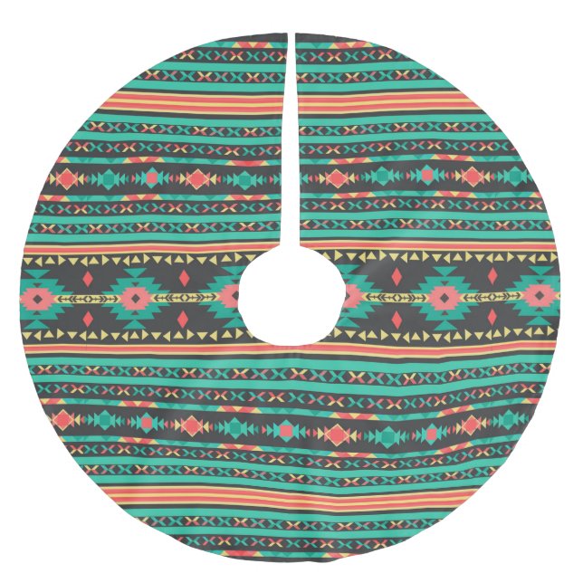 Coola stametnisk geometrisk mönster julgransmatta borstad polyester (Framsidan)