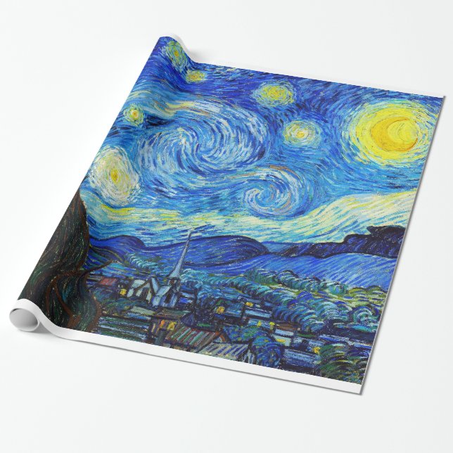 Coola Starry Night Vincent Van Gogh-målare ART Presentpapper (Utrullad)