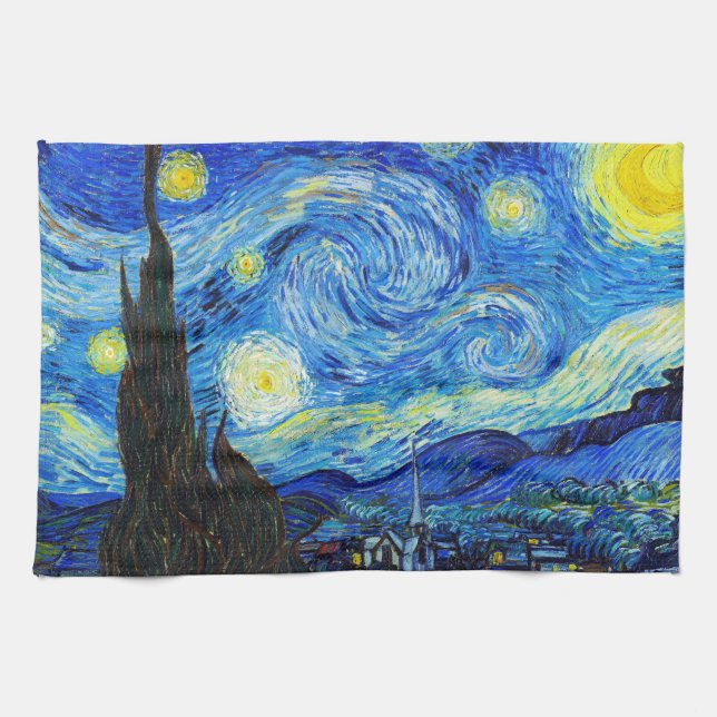 Coola Starry Night Vincent Van Gogh-målning Kökshandduk (Horisontell)