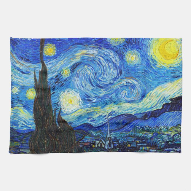 Coola Starry Night Vincent Van Gogh-målning Kökshandduk (Horisontell)
