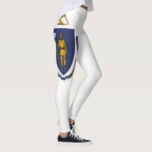 Coola State of Massachusetts Flagga Mode Leggings