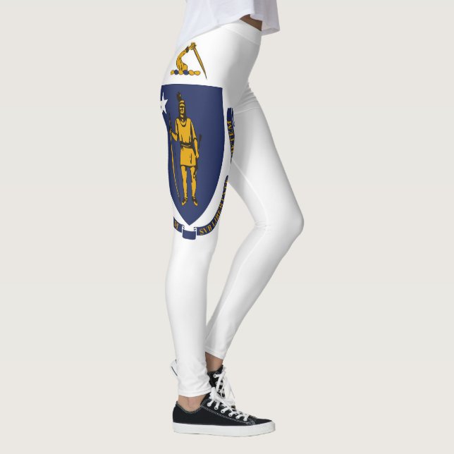 Coola State of Massachusetts Flagga Mode Leggings (Höger)
