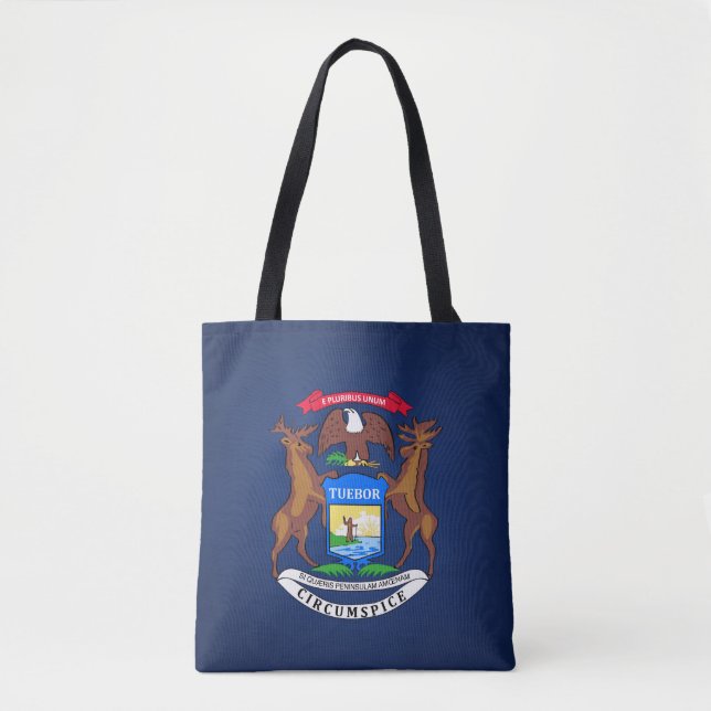 Coola staten Michigan Flagga Mode Tygkasse (Framsida)