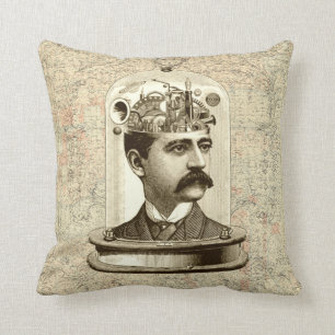 Coola Steampunk Cushion - kardhjärnhuvud burk Kudde