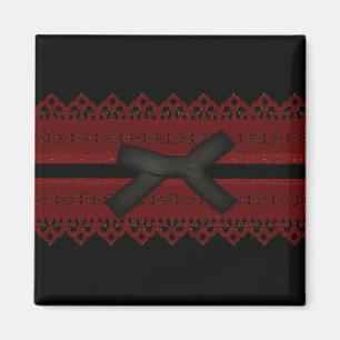Coola Steampunk Gothic Red Snöre Black bow Magnet