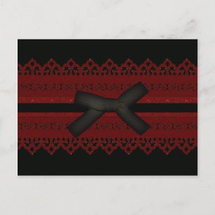 Coola Steampunk Gothic Red Snöre Black bow Vykort