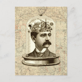 Coola Steampunk, klocka, huvud i burk Vykort