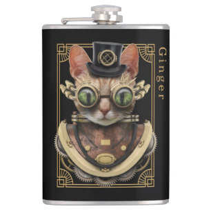 Coola Steampunk Orange Tabby katt med Namn Fickplunta