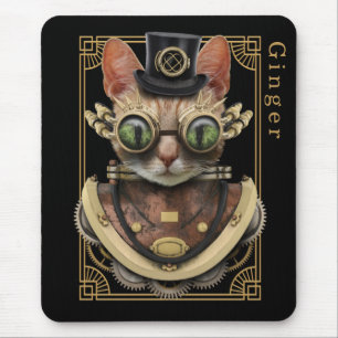 Coola Steampunk Orange Tabby katt med Namn Musmatta