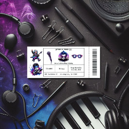 Coola Sten på musikkonsert Biljett 1:a födelsedage Inbjudningar