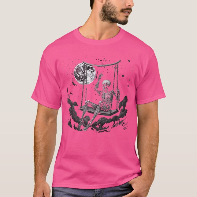 Coola Sten på Skeleton Måne Coola Sten Emo Punk Go T Shirt (Framsida)