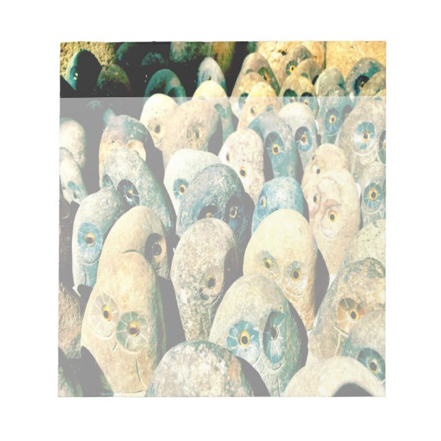 Coola Sten Stone Uggla Ansikte med Ögon Anteckningsblock (Framsida)