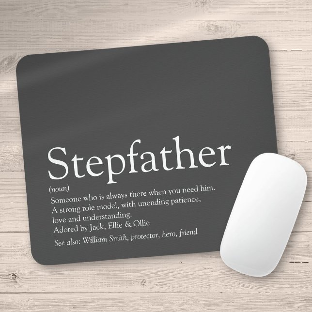 Coola Stepfather, Stepdad Definition Roligt Grått Musmatta (Cool Stepfather, Stepdad Definition Fun Gray Mouse Pad)