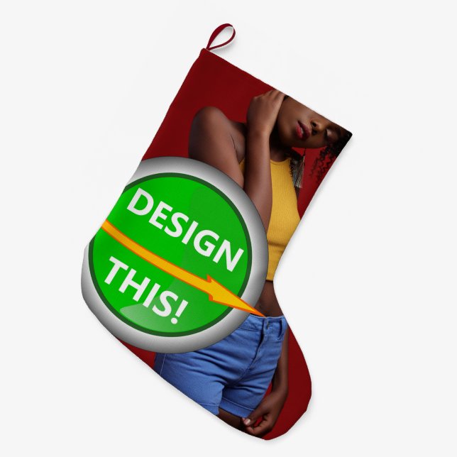 COOLA! Stocking Large - Faux Linen - Red Back Stor Julstrumpa (Framsidan (Hängande))