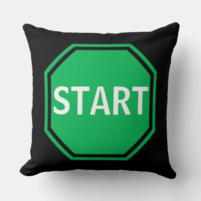 COOLA STOP / START STREET SIGN CUSHION - RED BLACK KUDDE (Framsida)