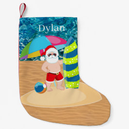 coola strand Santa add namn Large jul Stocking Liten Julstrumpa