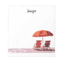Coola strandstolar parasol sommartid personlig anteckningsblock