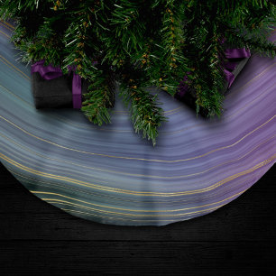 Coola Strata   Vackblå Lila och Guld Agate Julgransmatta Borstad Polyester
