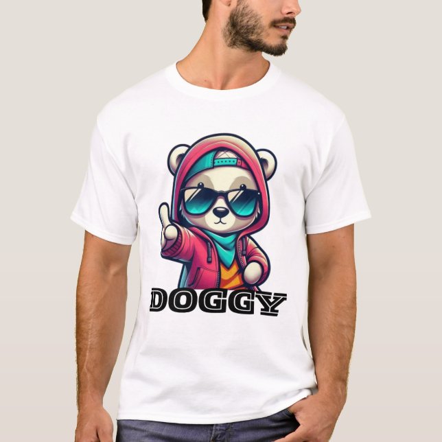 Coola Street Stil Bear Illustration - Trendig Cart T Shirt (Framsida)