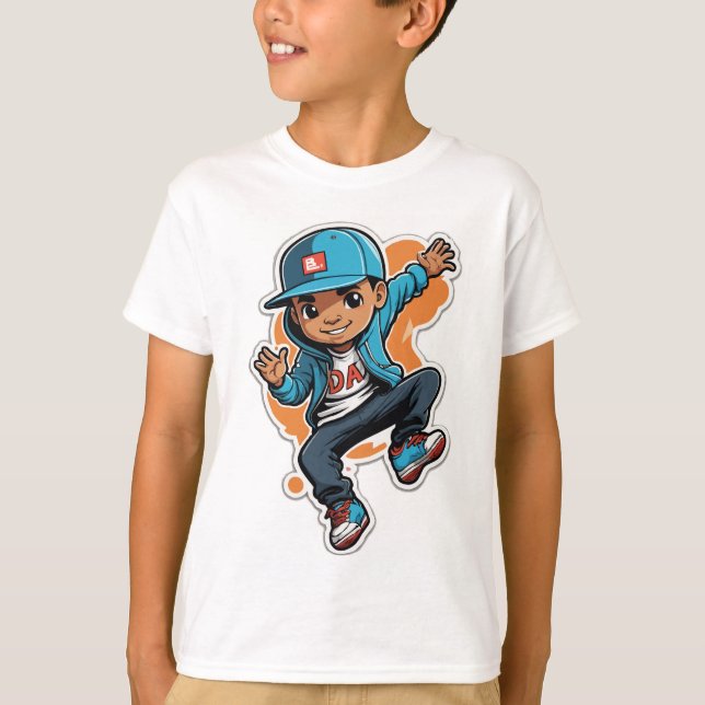 Coola Street Stil Boy Tecknade figurer Sticker T Shirt (Framsida)