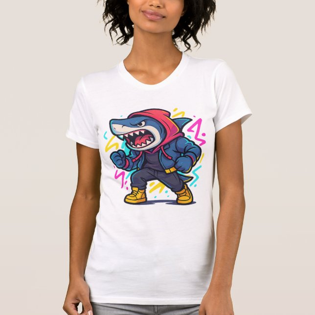 Coola Streetwear Shark Tecknad T-Shirt (Framsida)