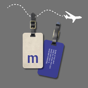 Coola Struktur Beige, djärvt Blue Monogram Bagagebricka