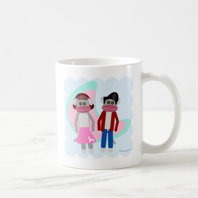 Coola Strumpa Hopp Strumpa Apor Retro Tecknad Kons Kaffemugg (Höger)
