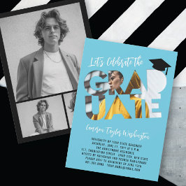 Coola Student Cutout Photo Modern Studentfest Inbjudningar