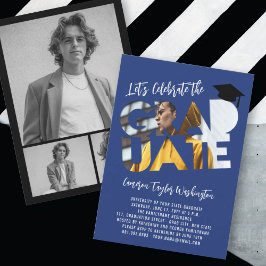 Coola Student Cutout Photo Modern Studentfest Inbjudningar