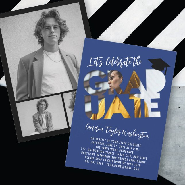 Coola Student Cutout Photo Modern Studentfest Inbjudningar (Skapare uppladdad)